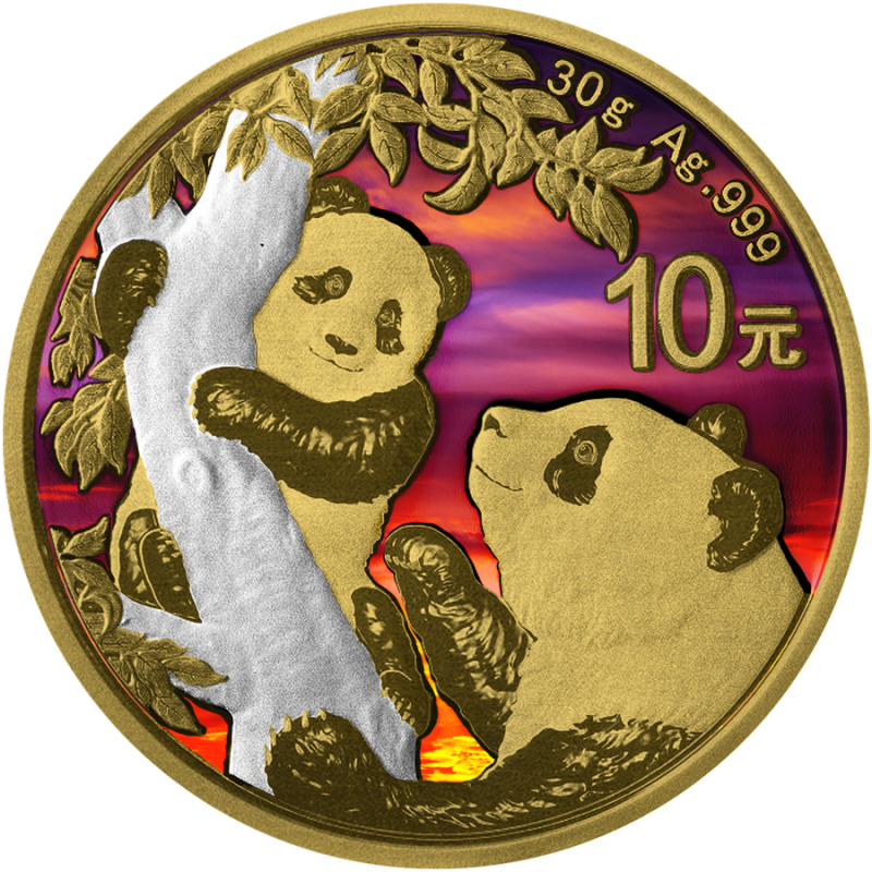 2021 Panda Sunset 30 gram Silver - China Mint - Business Strike
