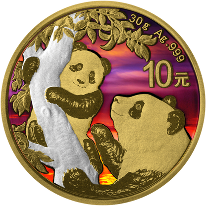 2021 Panda Sunset 30 gram Silver - China Mint - Business Strike