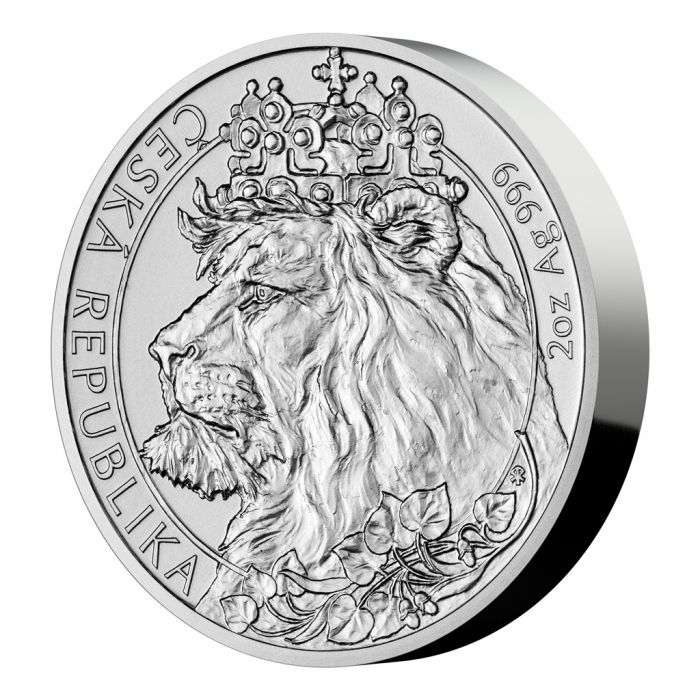 2021 Czech Lion 2 Oz Silver - Czech Republic- Brilliant Uncirculated