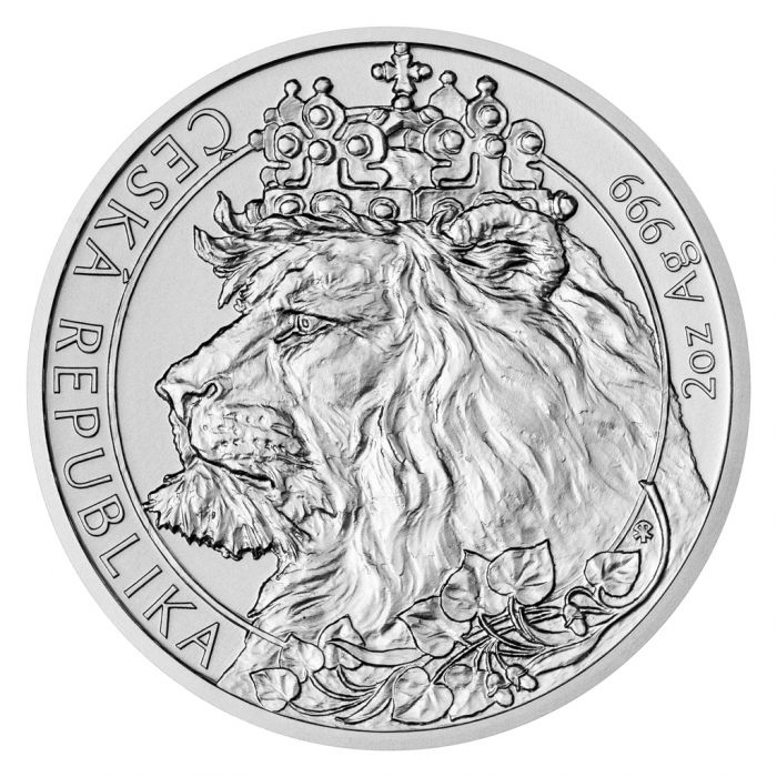 2021 Czech Lion 2 Oz Silver - Czech Republic- Brilliant Uncirculated