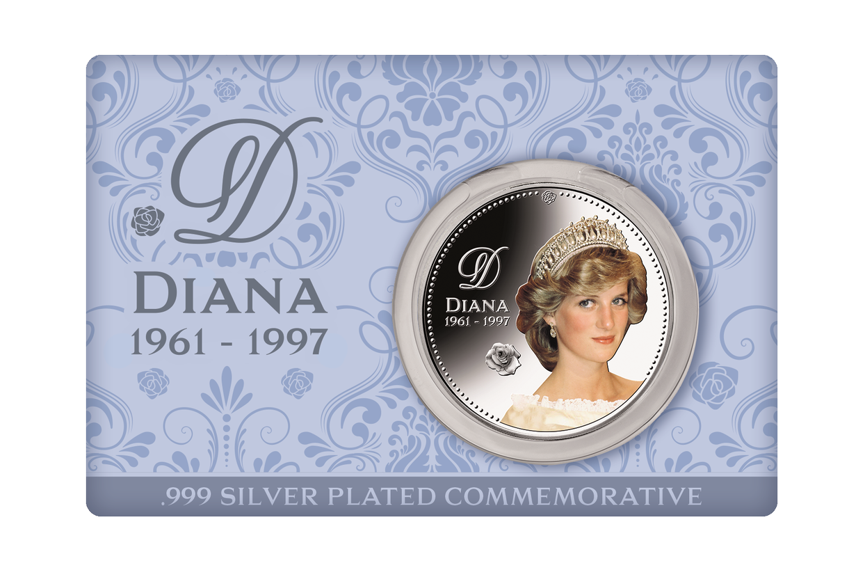 2022 Lady Diana Remembrance 25th Anniversary 1967-1991 .999 Silver Plated in Card