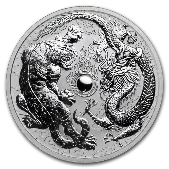 2018 Dragon and Tiger 1 Oz Silver - Perth Mint - Brilliant Uncirculated