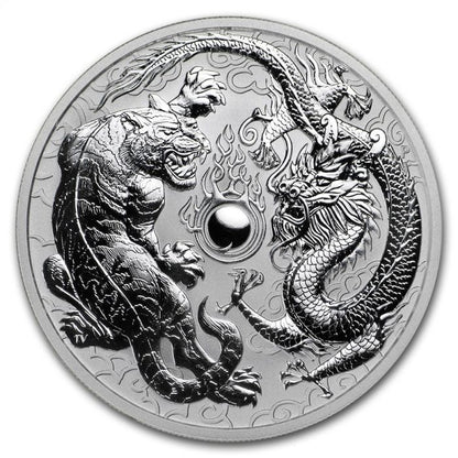 2018 Dragon and Tiger 1 Oz Silver - Perth Mint - Brilliant Uncirculated
