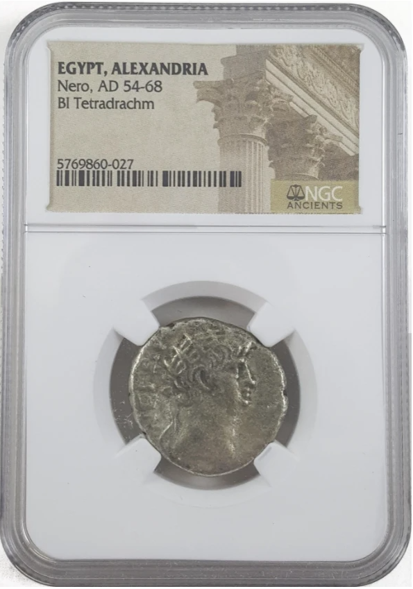 Ancient Roman Silver - Emperor Nero - Egyptian Billon Tetradrachm - NGC Certified