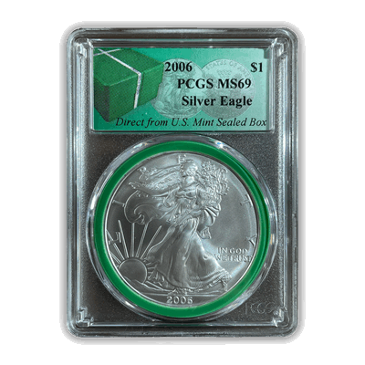 2006 American Silver Eagle - Business Strike - PCGS MS69 Monster Box Label