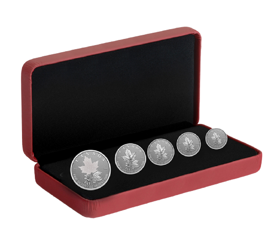 2022 Maple Leaf Radiant Crown .9999 Silver 5 Coin Set - Royal Canadian MInt