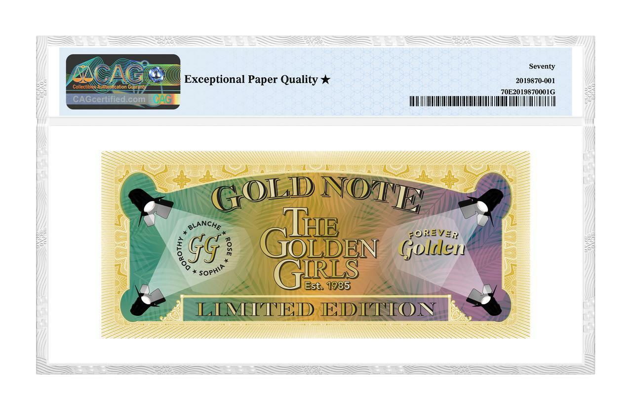Golden Girls Limited Edition 24K Gold Note Collectible CAG 70 EPQ