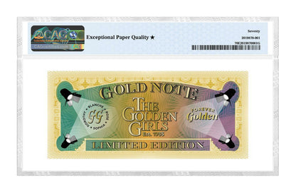 Golden Girls Limited Edition 24K Gold Note Collectible CAG 70 EPQ