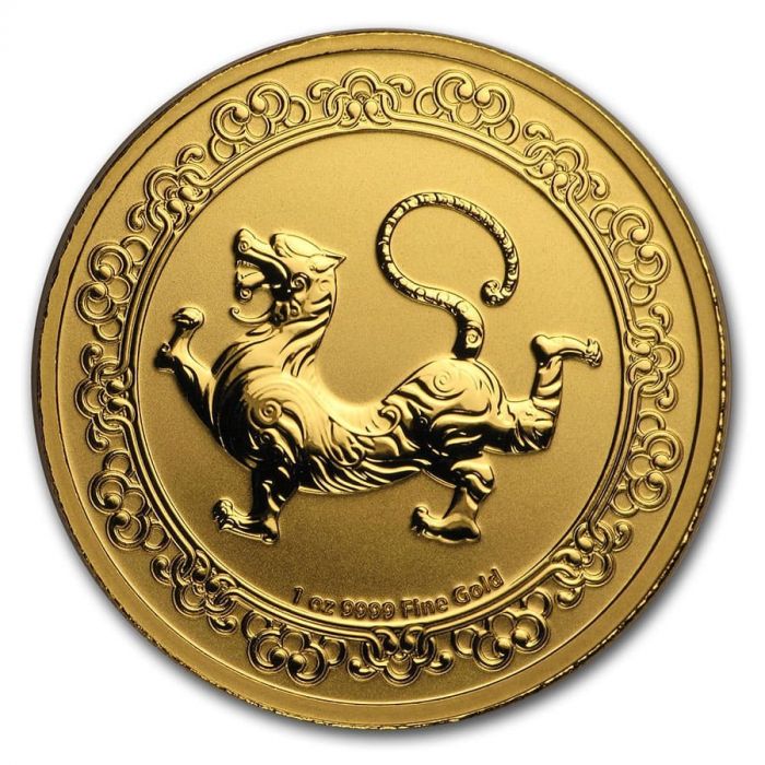 2019 1 oz Niue Celestial Animals - The White Tiger .9999 Gold - Brilliant Uncirculated