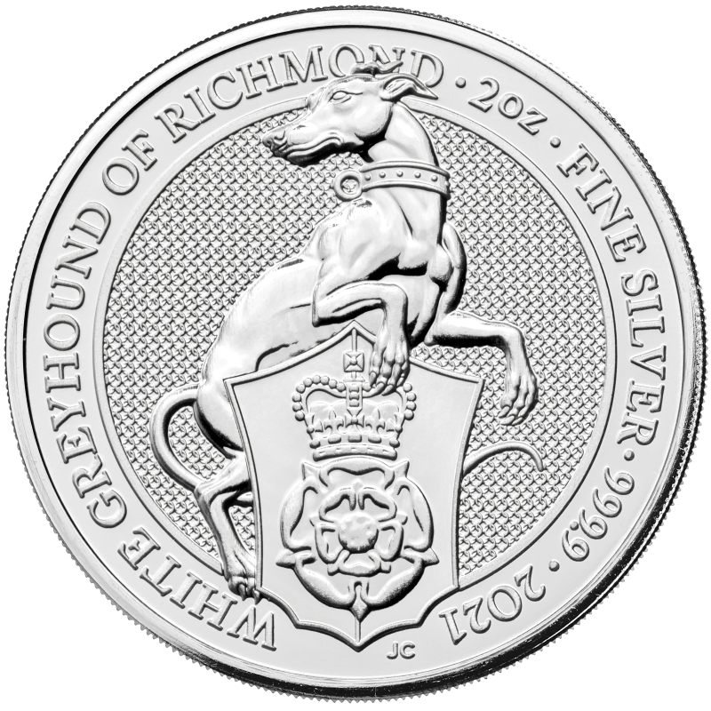 2021 White Greyhound of Richmond 2 Oz Silver Bullion - Queen's Beast