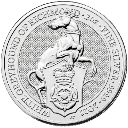 2021 White Greyhound of Richmond 2 Oz Silver Bullion - Queen's Beast