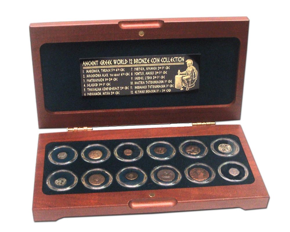 The Greek World: Box of 12 Bronze Coins from the Time of Ancient Greece
