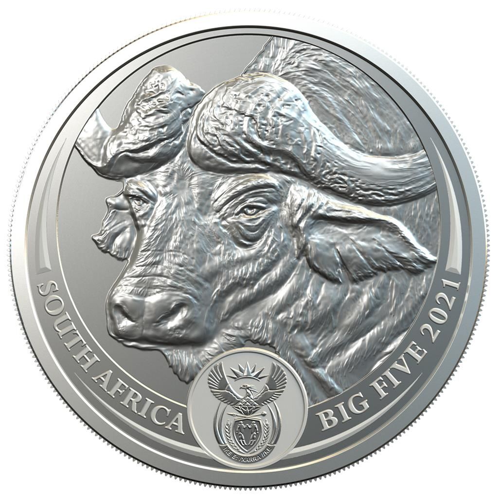 2021 Big Five Buffalo - 1 Oz Silver - South African Mint - Brilliant Uncirculated