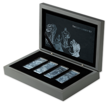 2022 Lady Liberty 1 oz .999 Silver Blue Ice 4 Bar Set - Barbados