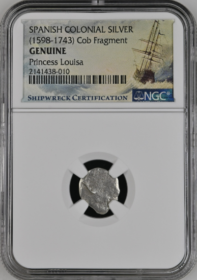 Spanish Colonial Cob Fragment - Princess Louisa Shipwreck - NGC Certified