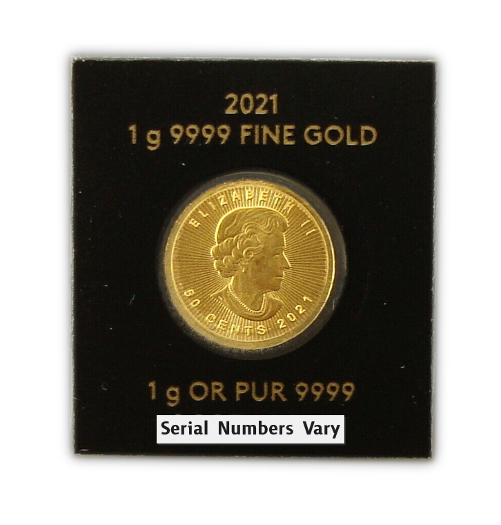 2021 Maplegram 1 gram .9999 Fine Gold - Royal Canadian Mint