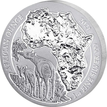 2021 Okapi - 1 Oz Silver - Rwanda - Brilliant Uncirculated