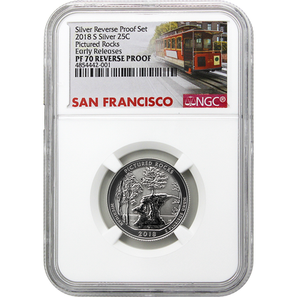 2018 US Silver Reverse Proof Set 10 pc - NGC PF70 Early Release ER Trolley Label