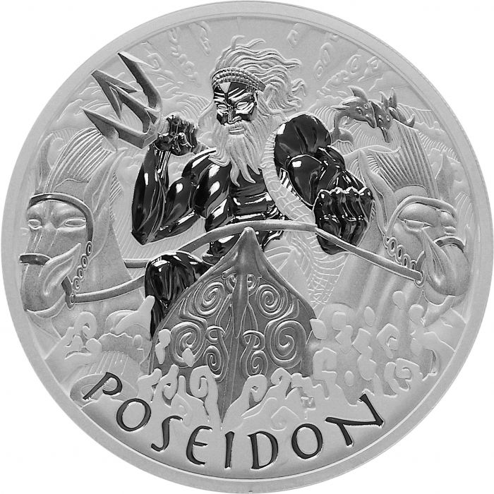 2021 Tuvalu Gods of Olympus - Poseidon - 1 oz Silver BU coin - Perth Mint
