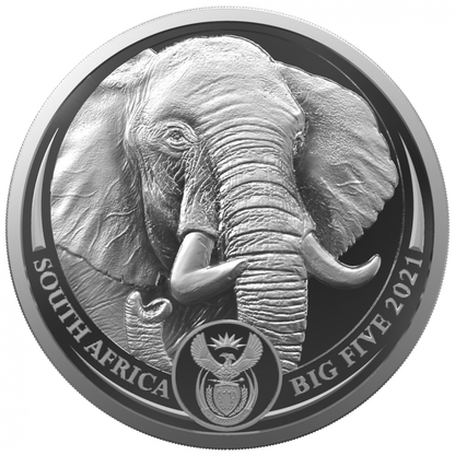 2021 Big Five Series II - Elephant - 1 Oz Silver - South Africa Mint - Brilliant Uncirculated