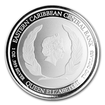 2018 St. Kitts & Nevis Brown Pelican  1 oz 999 Silver Coin BU