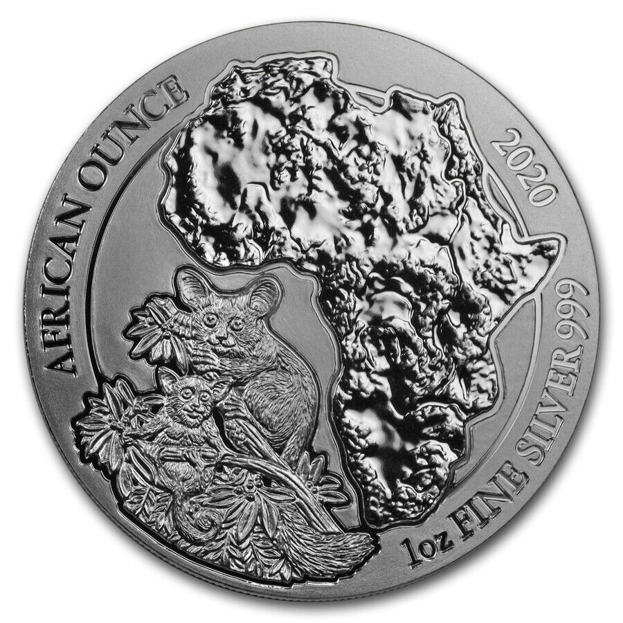 2020 Rwanda African Bushbaby Fabulous 15 F15 Privy - 50 RWF 1 oz Silver BU