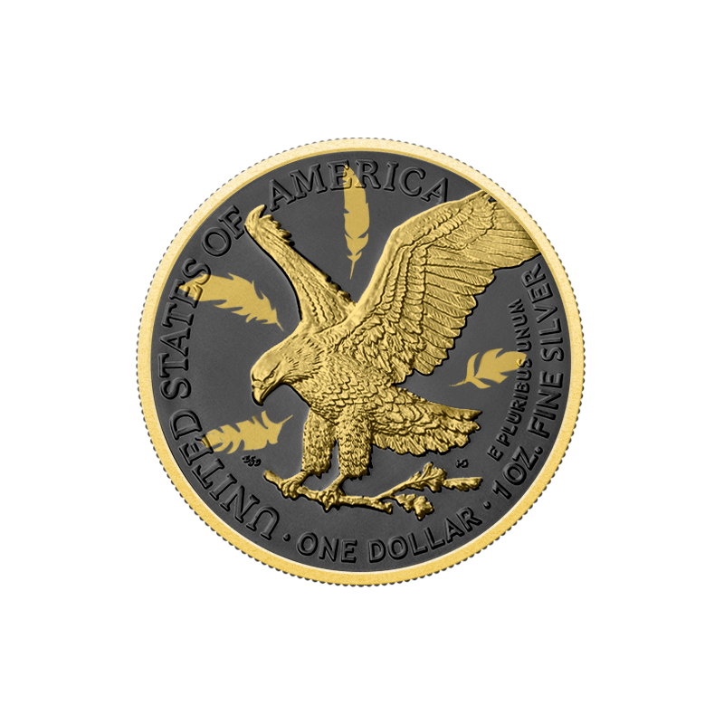 2022 Silver Eagle Golden Ring - Black Ruthenium & Gold Enhanced 1 oz Silver