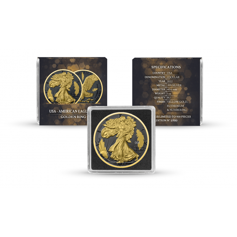2022 Silver Eagle Golden Ring - Black Ruthenium & Gold Enhanced 1 oz Silver