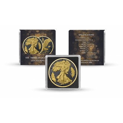 2022 Silver Eagle Golden Ring - Black Ruthenium & Gold Enhanced 1 oz Silver