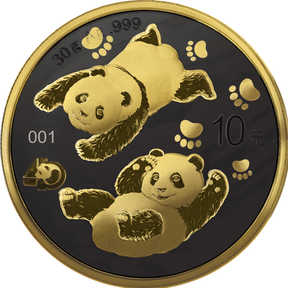2022 China Panda Golden Ring - Black Ruthenium & Gold Enhanced 1 oz Silver