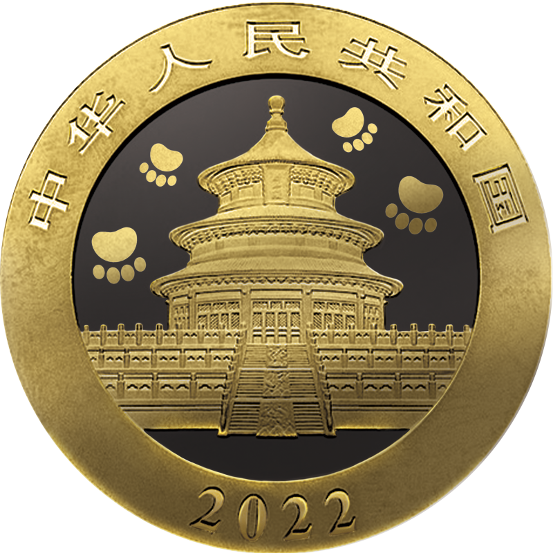 2022 China Panda Golden Ring - Black Ruthenium & Gold Enhanced 1 oz Silver