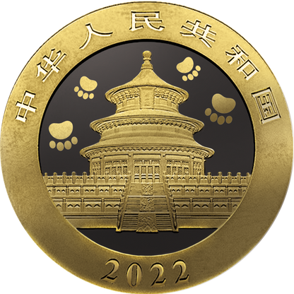 2022 China Panda Golden Ring - Black Ruthenium & Gold Enhanced 1 oz Silver