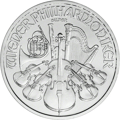 2021 Austria Philharmonic 1oz Silver 1.5 Euro-Brilliant Uncirculated