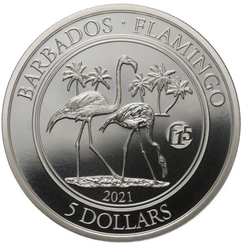 2021 1 oz Barbados Flamingo Silver Fabulous 15 Privy Mark - Brilliant Uncirculated