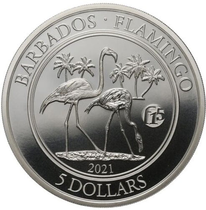 2021 1 oz Barbados Flamingo Silver Fabulous 15 Privy Mark - Brilliant Uncirculated