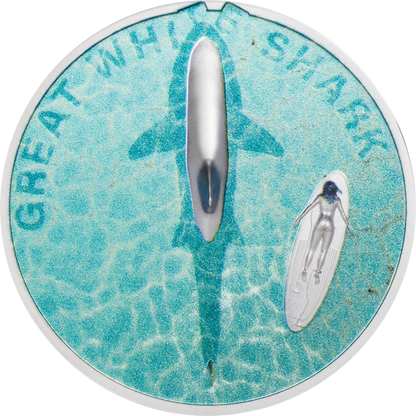 2021 Great White Shark - 1 Oz Silver - Colorized Ultra High Relief
