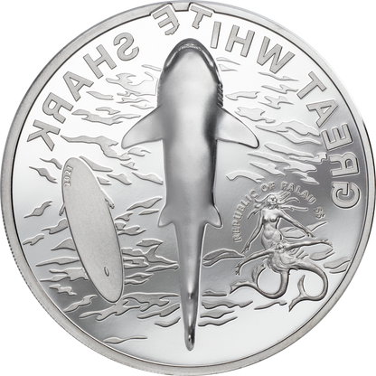 2021 Great White Shark - 1 Oz Silver - Colorized Ultra High Relief