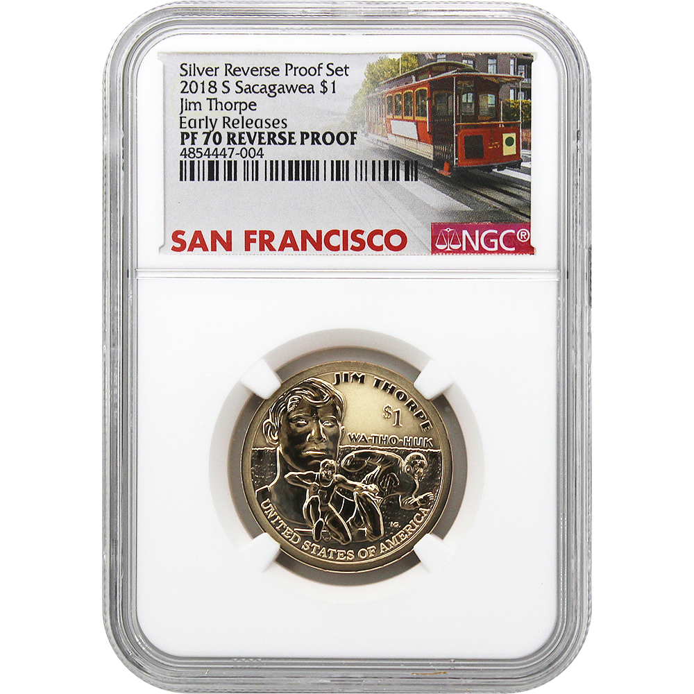 2018 US Silver Reverse Proof Set 10 pc - NGC PF70 Early Release ER Trolley Label