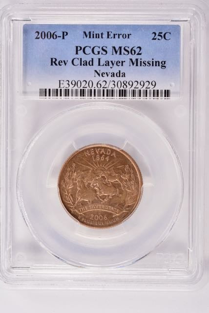 2006 Nevada - Reverse Missing Clad Layer - PCGS MS62 RB