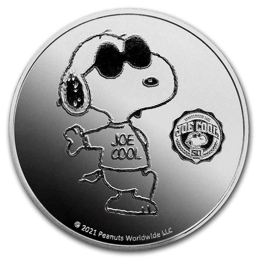 2021 1oz  Peanuts Joe Cool Silver Round