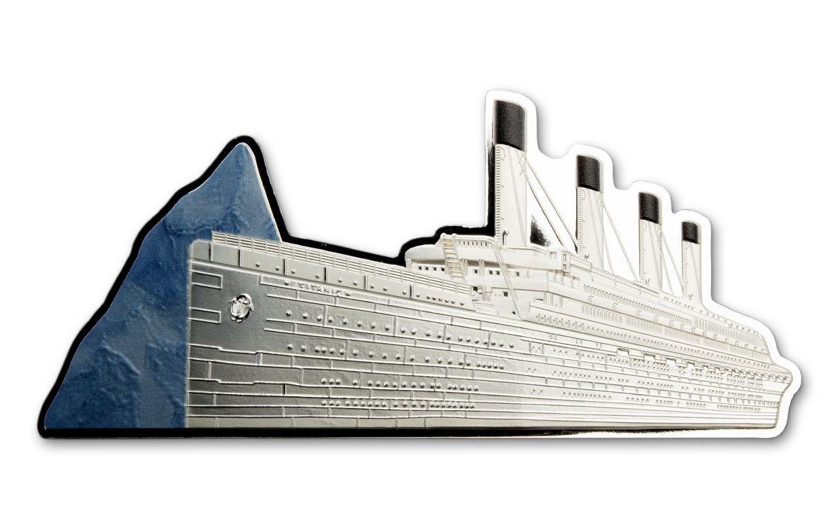 2022 5 oz Solomon Islands Silver RMS Titanic Shaped Coin